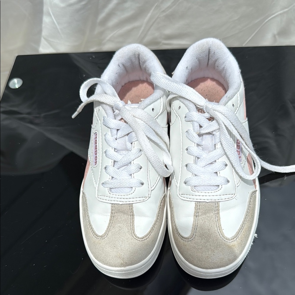 Reebok White and Pink Retro Sneakers